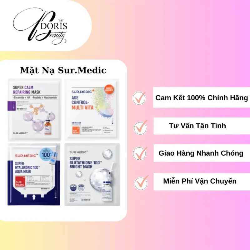 Mặt Nạ Sur.Medic Bright Dưỡng Trắng Da, Phục Hồi ,Dịu Da,Cấp Ẩm 1 Miếng- Doris Beauty Cosmetics Skincare