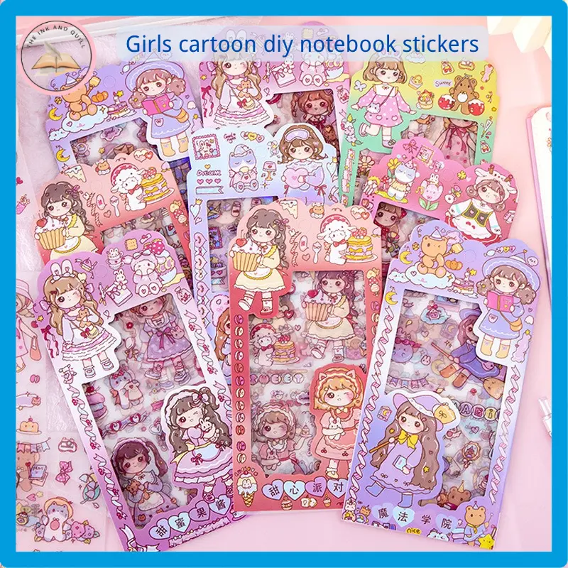 [SG]  Cartoon Honey Sauce Girl Stickers Cute Girly Heart Character DIY Decoration Stickers Journal Material Small Stickers