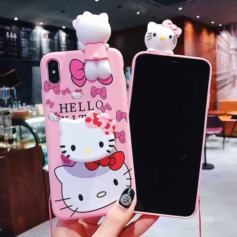 Product Introduction of Ốp Điện Thoại Hoạt Hình, Thiết Kế 3D, Dành Cho Huawei Y7, Y6, Y5 Pro, Pirme 2018, 2019, Y5P, Y6P, Y7A, Y7P, Y8P, Y6S, Có Giá Đỡ Và Dây Đeo Dây Đeo Dễ Thương Sanrio Hello Kitty, Ốp 0