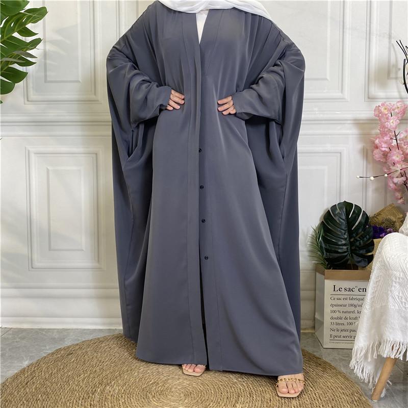 Product Introduction of 2022 New Middle Eastern Dubai Hot Style Solid Color Tie Button Cardigan Robe 1923 6