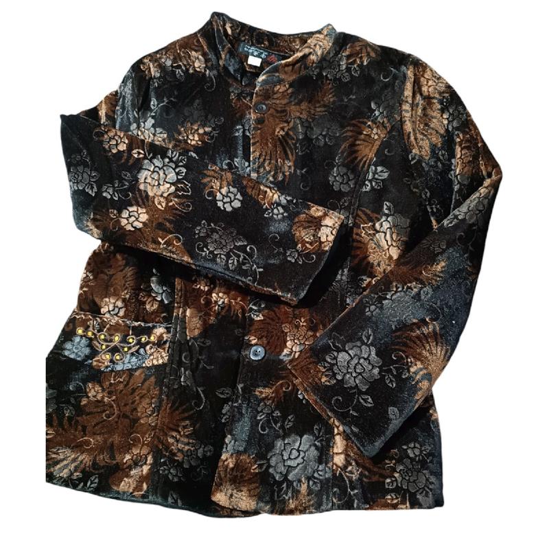  Áo khoác nhung lót nỉ bà già cài cúc  áo khoác mùa đông cho bà Nữ Women Top 