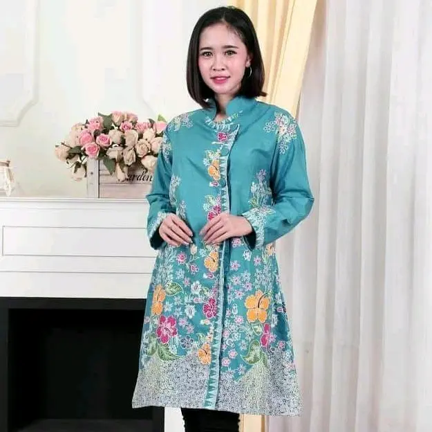 Batik Tunik Tanah Air Kain Katun Primisima HALUS TUNIK JUMNBO LD:120 LD:130 kantor muslim Seragam Kondangan Atasan Wanita Casual  Nyaman Motif Cantik 3