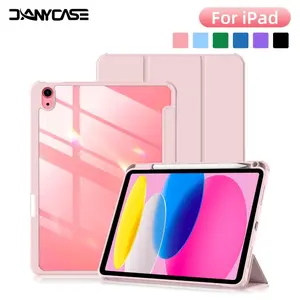 【No tablet】Acrylic  Case 11th Gen A16 2025 for iPad Air 4th 5th 10.9 10th Gen 10.2 7th 8th 9th Gen Pro 11 Transparent TPU 9.7 mini 6 for ipad air 6 11 m2  pro11 m4 pro 13 2024 Shockproof Clear Cover Built-in Pencil Holder Casing Penutup
