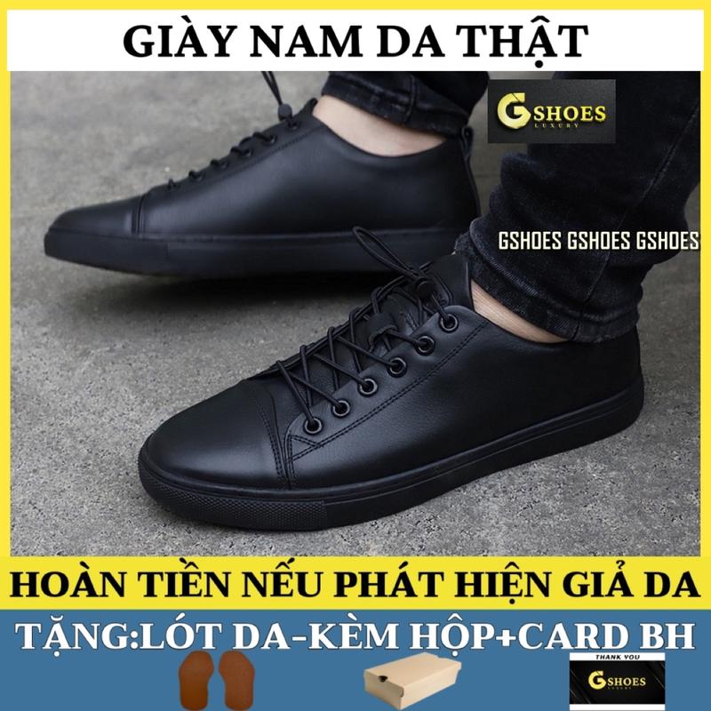 Giày da nam thể thao buộc dây da thật đế cao su phong cách trẻ trung GS0118 tặng lót da kèm hộp card bh
