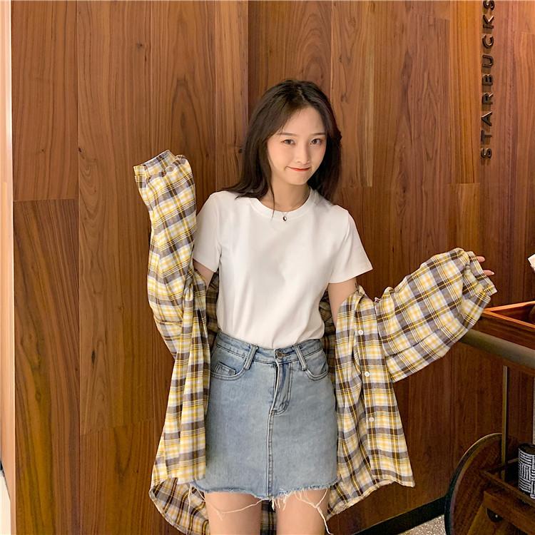 Product Introduction of Áo Thun ngắn Tay Dành Cho Nữ, Trang Phục Mùa Hè, Màu Trơn Ngắn Và Mỏng Vừa Vặn, Thích Hợp Cho Học Sinh Và Trang Phục Thường Ngày Áo Bó Sát Áo Cơ Sở Đơn Giản 2