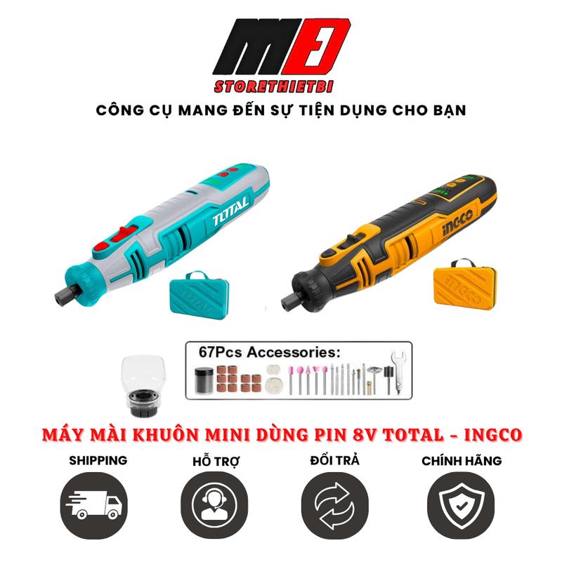 Máy Mài Khuôn Mini 3.2mm Dùng Pin 8V Total - Ingco ( Chưa Gồm Dây Sạc )