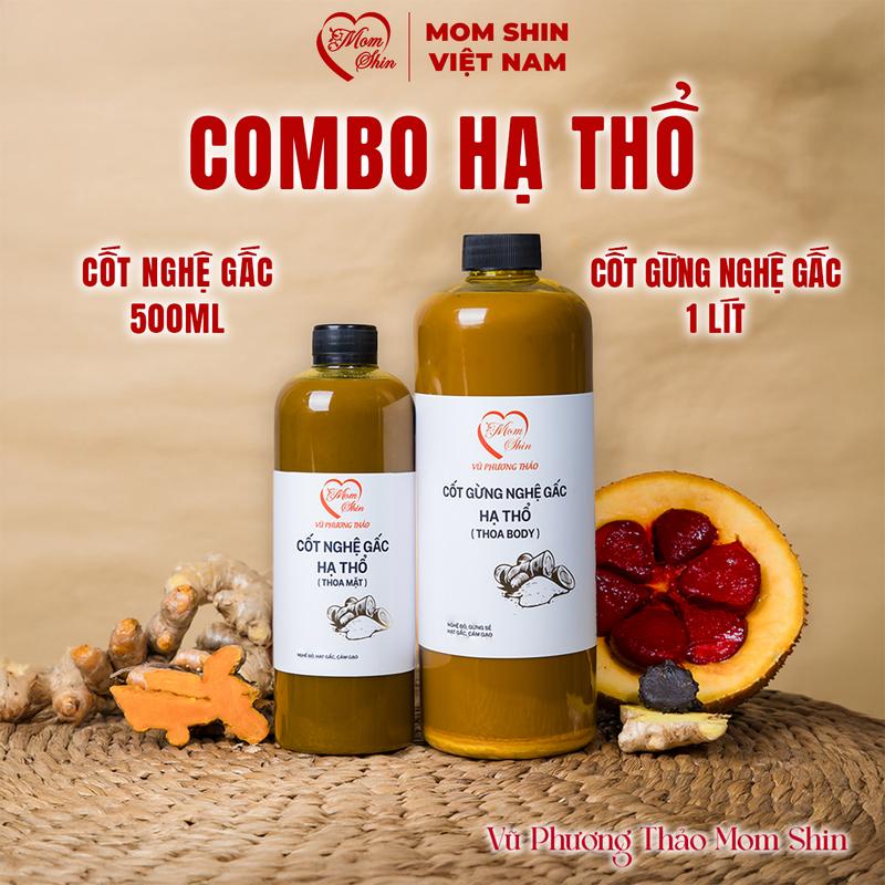 MOM SHIN | Combo Cốt Gừng Nghệ Gấc Hạ Thổ | Gồm 1 Chai Thoa BODY 1000ml (1 lít) & 1 Chai Thoa MẶT 500ml | Hỗ Trợ Chăm Sóc Da Cho Mẹ Sau Sinh Ở Cữ Hiện Đại 4.0, Làm Đẹp Da, Nữ, Women, Shop Mẹ Shin Min Gin, Vũ Phương Thảo