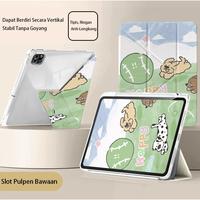 Gambar Tablet Case For iPad Air1/2 Gen 5/6-9.7",Air3/Pro-10.5",Air4/Air5  10.9",Air6/Air7 11" ,M2/M3 10th/iPad 11th 2025 ,2020/21/22-Pro 11", Pro11" M4 2024, 20/21/22 Pro12.9" ,2024-Pro13",Cartoon Green Grass Cute Little Dog Pattern Cover - HD465, Air1/2 Gen 5/6-9.7" dari LGEE CASE Kota Tangerang 4 Tokopedia