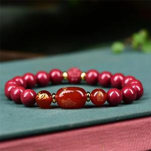 Gelang Tangan Cinnabar, Tiruan, Gelang Zodiak Pasir Emas Ungu, Uniseks, Gelang Sejagat, Sesuai untuk Tahun Kelahiran, Buatan Kilang Cinnabar Bangles Bracelets Jewelry