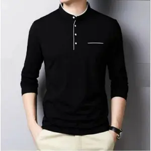 KAOS KOKO PRIA KERAH SANGHAI kain  Cotton Combad 24S - Hitam Polo Distro