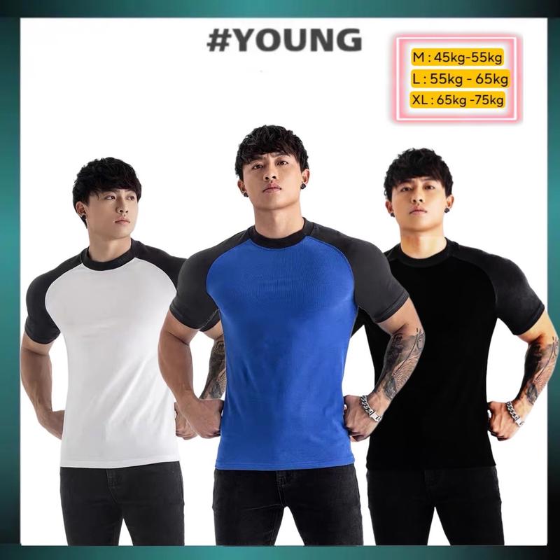  Áo Thun Body Phối Tương Phản - Chất Liệu Cotton - Thoáng Mát aothun basic 