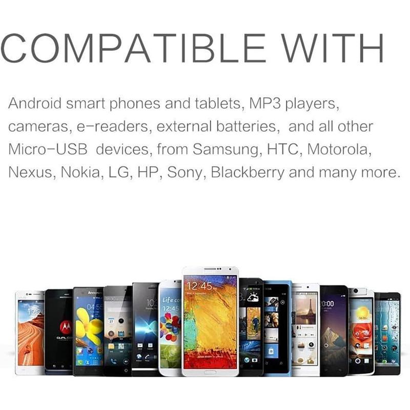 Product Introduction of Micro USB Cable, 480Mbps Data Transfer & 12W Charging Cable, Phone Accessories Compatible with Samsung LG Sony Moto Nokia Android Cellphone Tablets & MP3 Players, Electronic 4