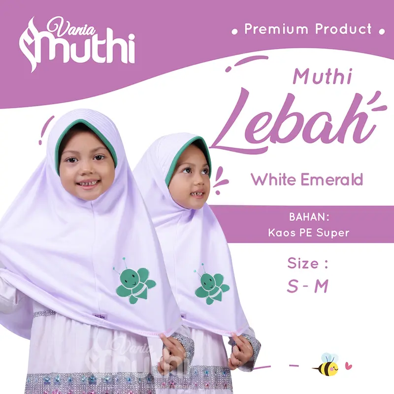 Vania Muthi - Hijab Instant Jilbab Anak Perempuan Motif Lebah S Umur 4 - 7 Tahun Kerudung Kaos Adem Nyaman Simpel Original Muslim 7