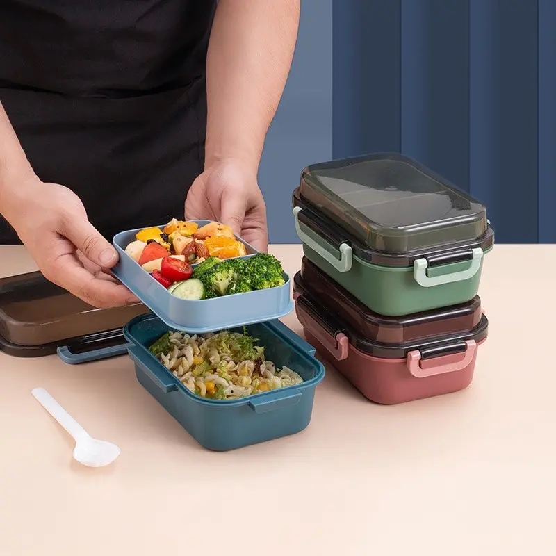 Set Kotak Makan dan Tas Bekal Sekolah Kerja - Lunch Box Set Tas Bekal Botol Minum Bekal Makan Siang Anti Tumpah Anak Sekolah Laki-laki Perempuan Kitchenware 8