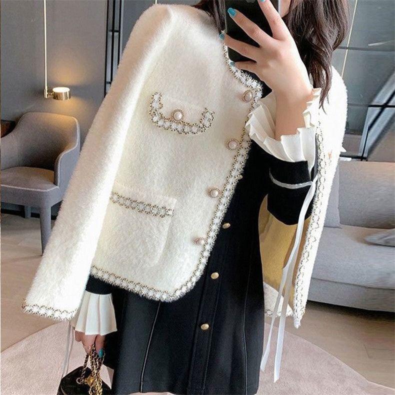 Áo Khoác Len Lông Chồn Cashmere, Áo Cardigan Len Ngắn Cho Nữ, Nhỏ Thanh Lịch Và Phong Cách, Thích Hợp Cho Mùa Xuân Và Mùa Thu, Thời Trang Nhật Bản Và Hàn Quốc, Thời Trang, Năm 2025 7