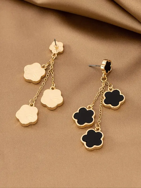 Women's Temperament Elegant Clover Design Dangle Earrings, 1 Pair Trendy Tassel Design Dangle Earrings, Chic Exquisite Vintage Jewelry for Daily & Party Decor 2