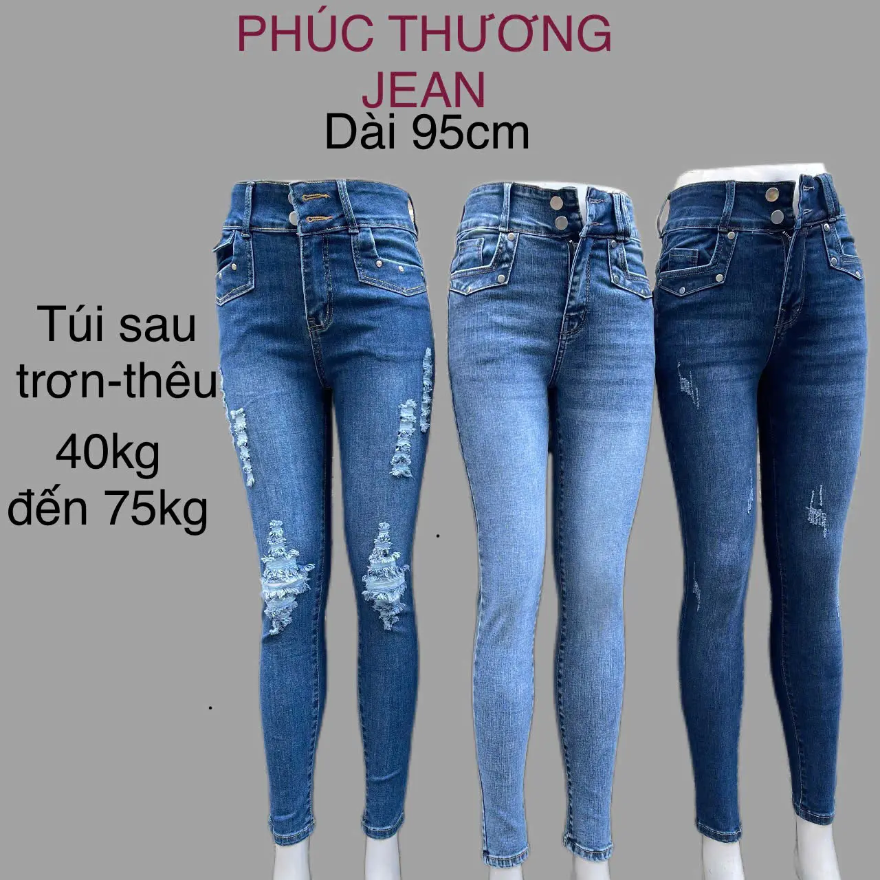 Quần jean màu xanh túi phối-túi thường, 2 nút cào- rách dành cho nữ,lai cuốn kiểu ,kiểu nút 2 bên ống, co gãn thoải mái, mềm mịn Women Pants Denim Ong Kem quân  jeannu quần big quan  jeanom quần  jean