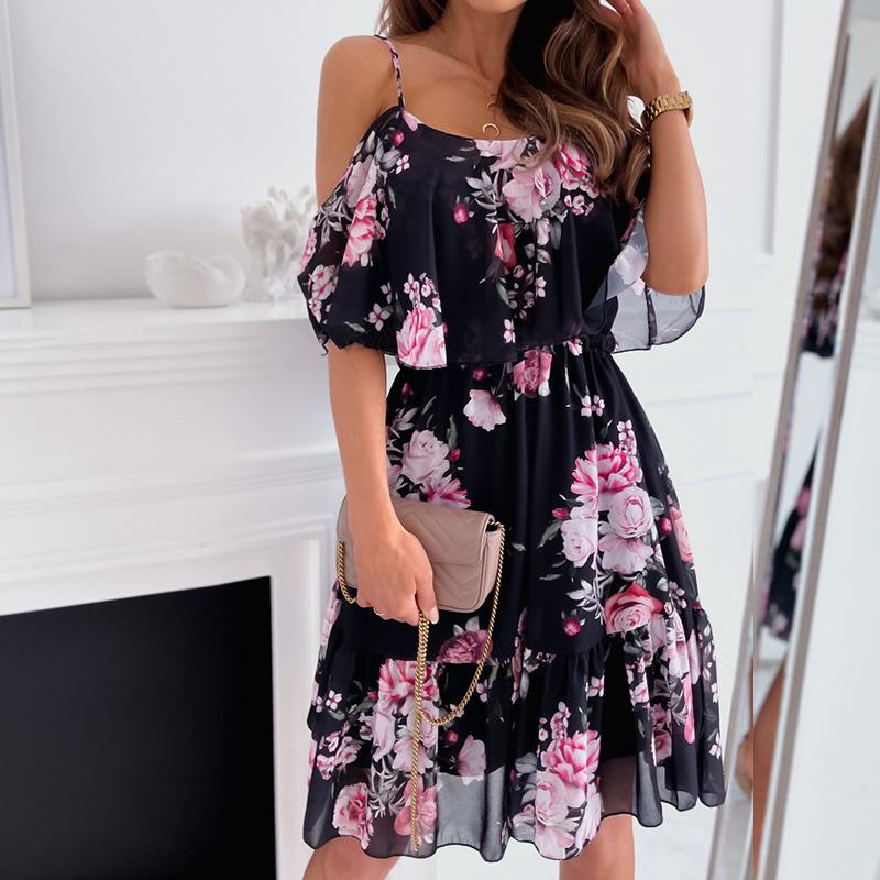2025 new spring chiffon strapless printing sexy dress fashion dress 8