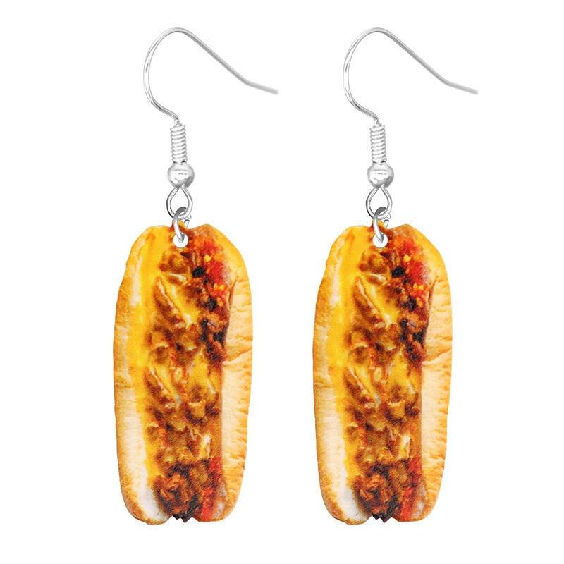 New Burger Doughnut Fashionable Exaggerated Acrylic Dessert Earrings for Women 4
