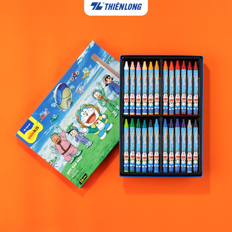 Bút sáp màu Thiên Long Colokit 24 màu tươi sáng, thông dụng tiêu chuẩn Châu Âu, an toàn cho bé tô màu, vẽ tranh CR-C09