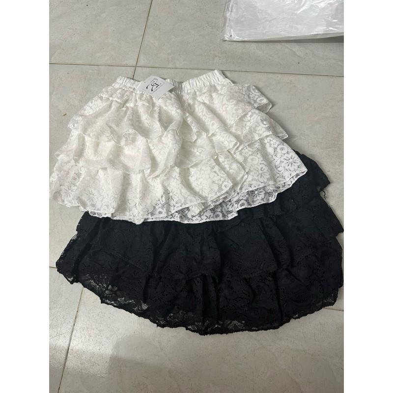 Chân Váy Ren 3 Tầng Có Lót Quần Lưng Thun Chân Nữ Women Top dáng xoè 6