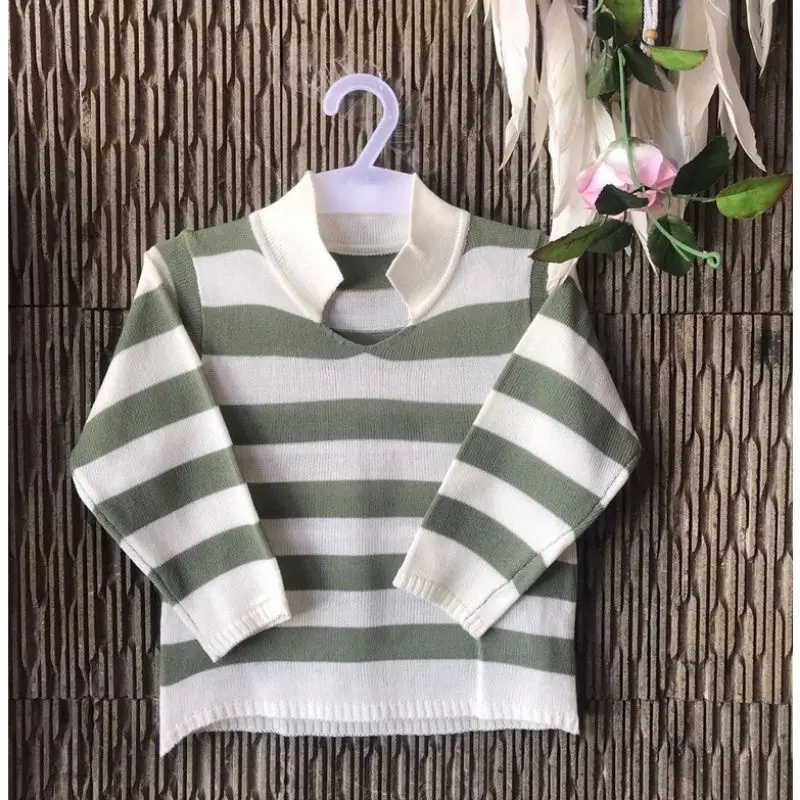 BLOUSE FUJI CROP TOP RAJUT BLASTER  - ATASAN STRIPE RAJUT - BLOUSE KNIT 8