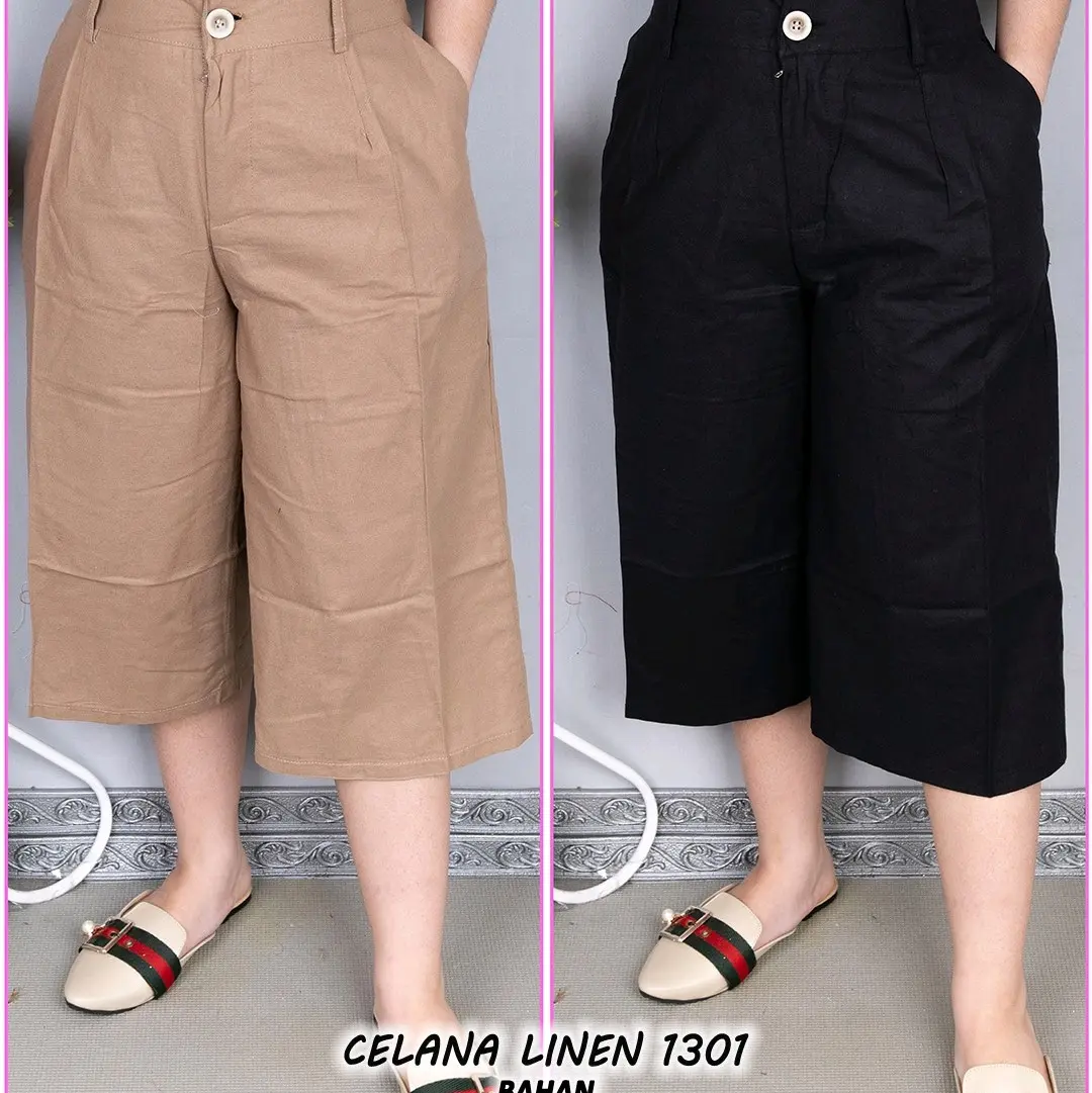 1301 CELANA KULOT LINEN IMPORT KANCING