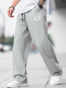 Talla grande: pantalones de chándal para hombre de color sólido y pierna recta, cómodos y transpirables para uso diario; pantalones para hombre para el verano