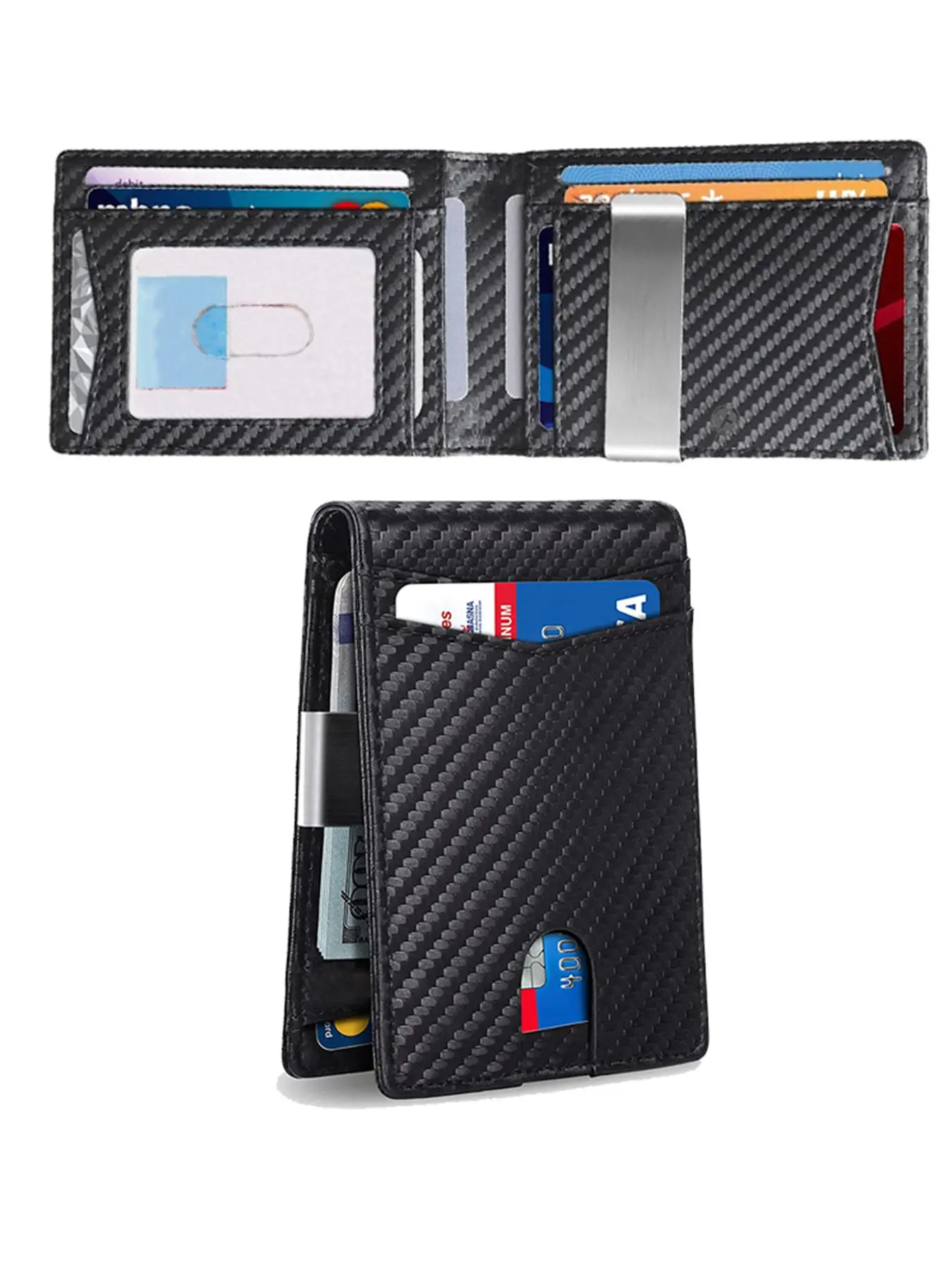 Men's Carbon Fiber Pattern RFID Blocking Card Holder, Casual Trendy Minimalist Wallet with Card Slots, Fashionable Wallet for Daily Use