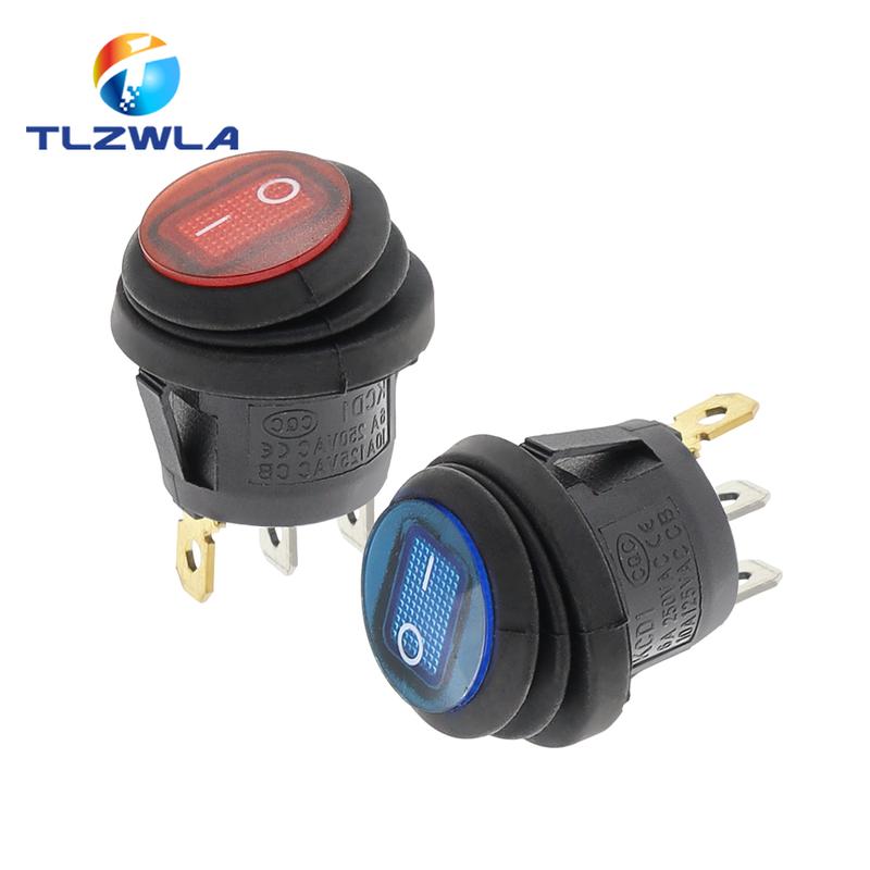 Product Introduction of 1PCS On Off Waterproof Vehicle Boat Switch Round Switch SPST 3Pin Rocker Switch 6A 10A 250V 125V AC LED 5