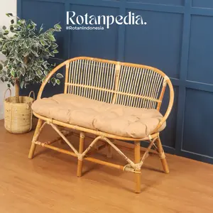 Juden Sofa Momon Rotan 2 Seater Minimalis Natural / Kursi Sofa Rotan Teras & Ruang Tamu Estetik / Kursi Outdoor Rotanpedia