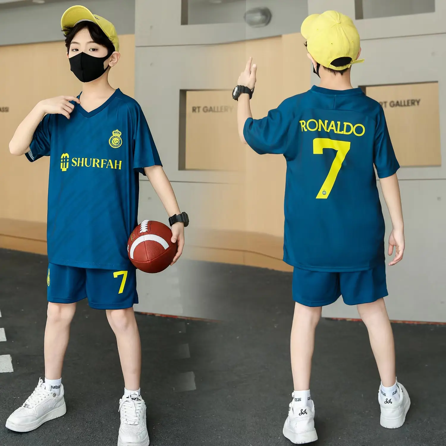Ronaldo Soccer Jersey Set Kids 2023-2024 Season Football Uniform 7 Ronaldo Children Football Uniform Soccer Training Suits