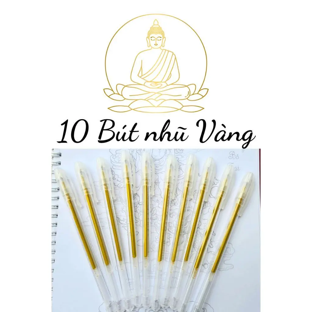 Combo 10 Bút Gel Nhũ Vàng Chữ Đẹp, To tranh phật đẹp.