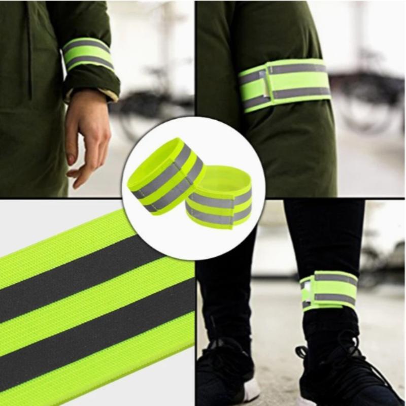 Product Introduction of High Visibility Safety Reflective Band, 2 Counts/set Reflective Band for Night Walking, Cycling and Running, Wrist, Arm, Ankle and Leg Reflective Band 3