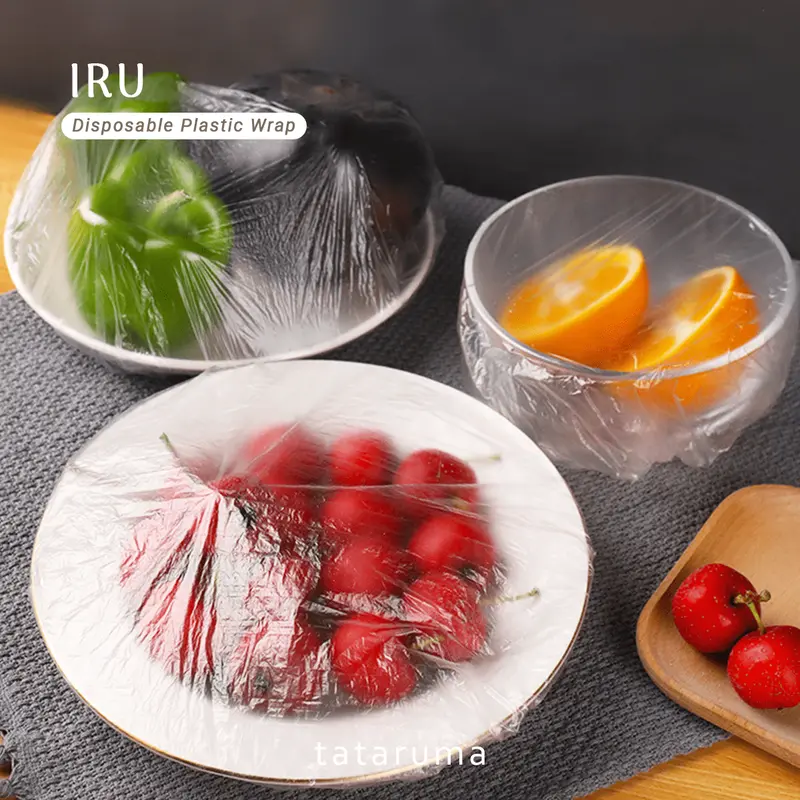 IRU - Plastik Penutup Makanan Isi 100 Piring Mangkuk Food Grade Anti Debu Karet Set Buah 3