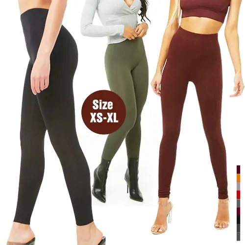 Celana Legging Wanita Dewasa Panjang - Fit Melar Spandex Full Hitam Standar Size