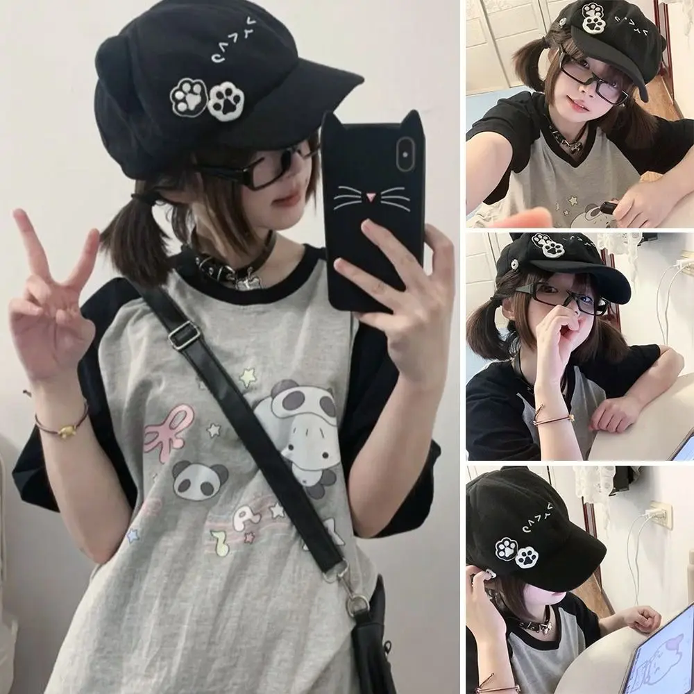 Mũ Nồi, Thiết Kế Tai Mèo Dễ Thương, Phong Cách JK Y2k, Mũ Newsboy, Mũ Bóng Chày Thường Ngày Dành Cho Phụ Nữ Và Trẻ Em Gái