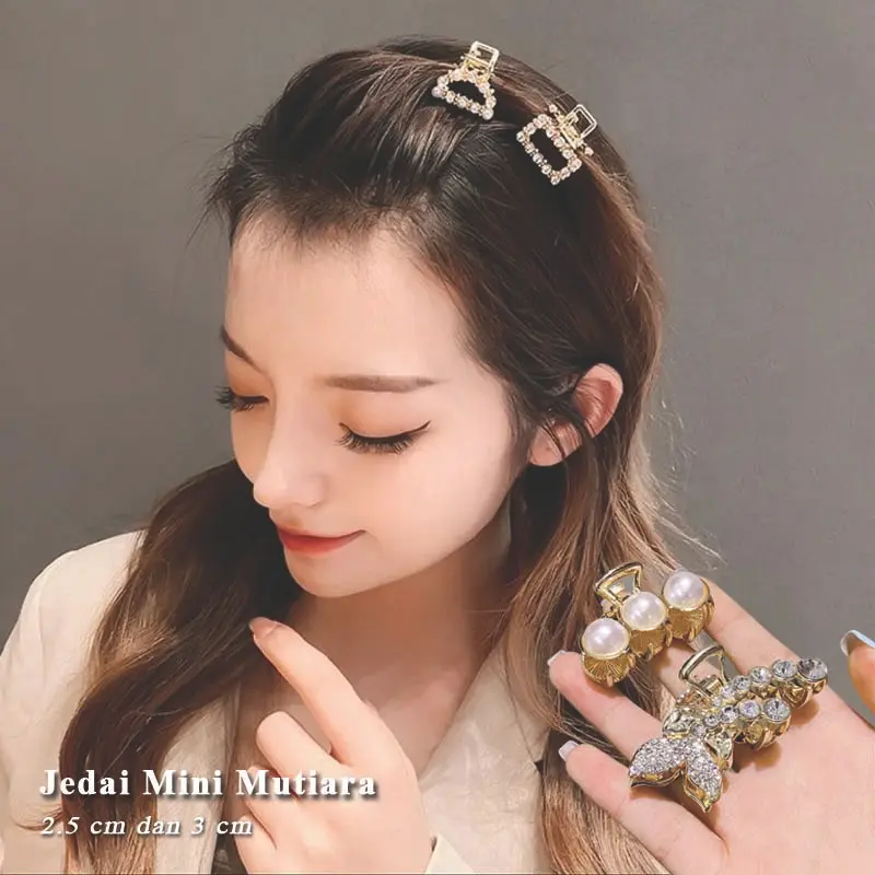 Jepit Rambut Alloy Korea Mutiara 2.5cm Mutiara Mini Vira Elegan Jepit Rambut Besi Warna Emas / Jepit Rambut kecil Anak