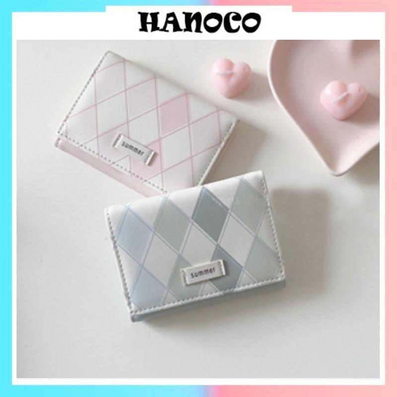 Ví nữ ngắn hoa tulip gập 3 mini nhỏ gọn bỏ túi đựng tiền nhiều ngăn thời trang Hàn Quốc cao cấp HANOCO VN72