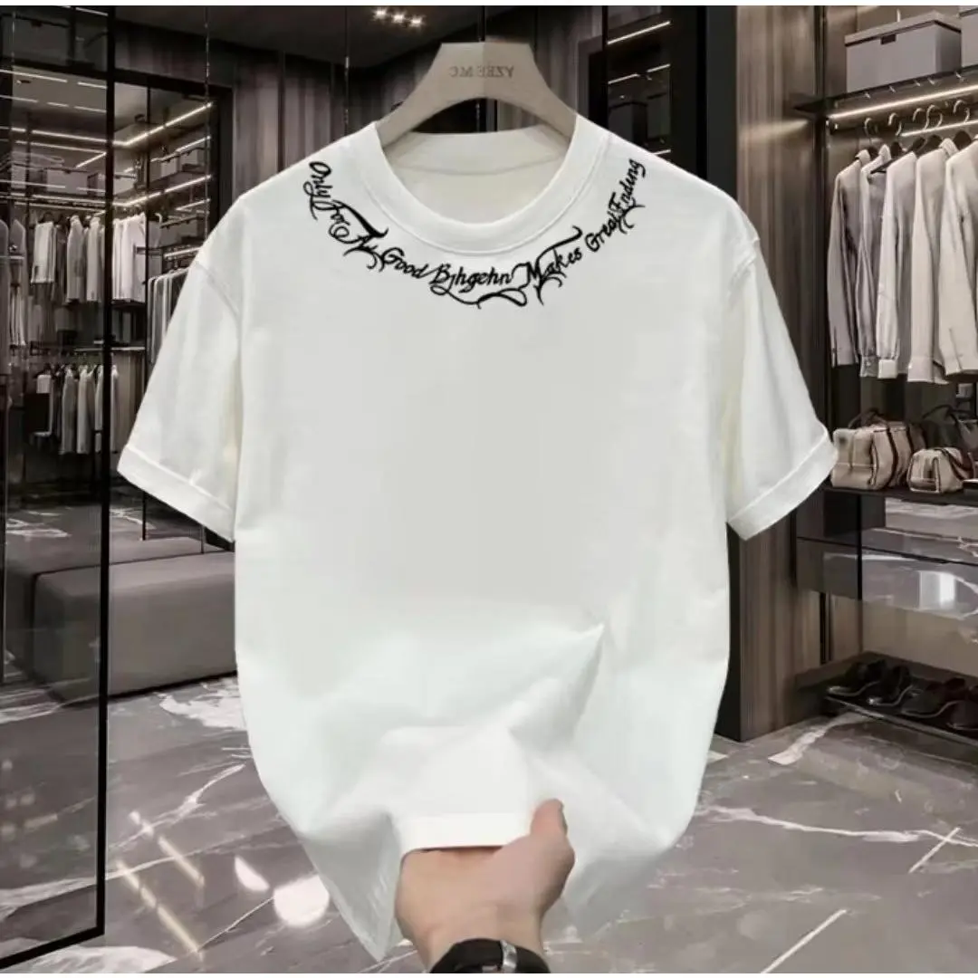 Áo Thun Nam Ngắn Tay Cổ Tròn, Chất Liệu Cotton Nguyên Chất 250gsm, Phong Cách Hàn Quốc Mùa Hè, Áo Đơn Giản Hợp Xu hướng Dáng Rộng Và Dễ Phối Đồ, Thương Hiệu Hợp Xu Hướng Dáng Rộng Thường Ngày