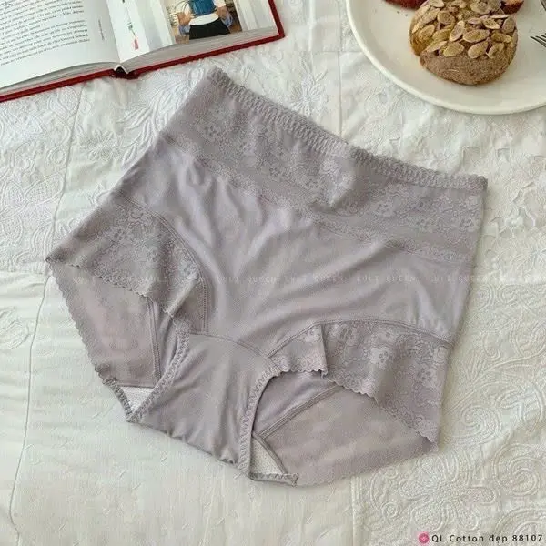 ￼Combo 3 Quần Lót Nữ Cotton Lưng Cao Ôm Bụng Định Hình Nâng Mông Phối Ren Cạp Cao Gen Bụng 3