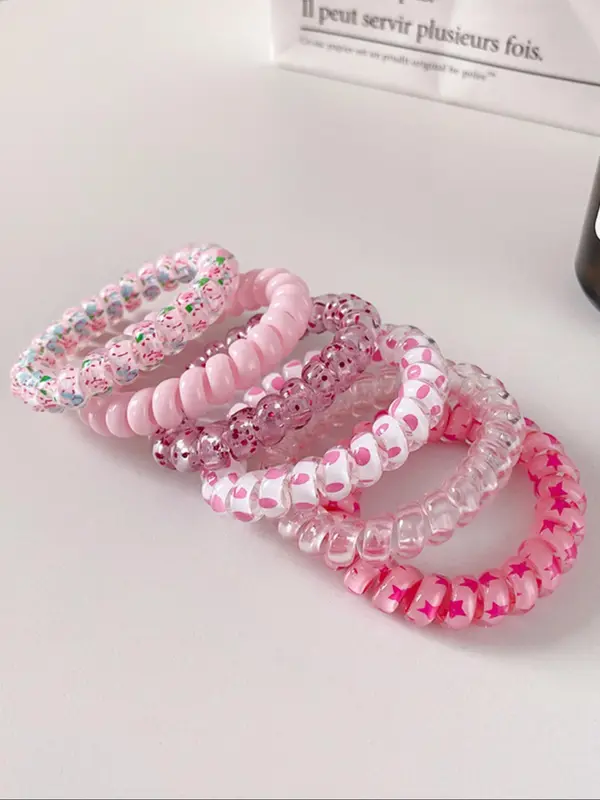 Women's Colorful Coil Hair Tie, Casual Trendy Elastic Hair Tie, No Crease Hair Small Ponytail Holders for Daily Use for Women & Girls, Fashion Hair Accessory 4