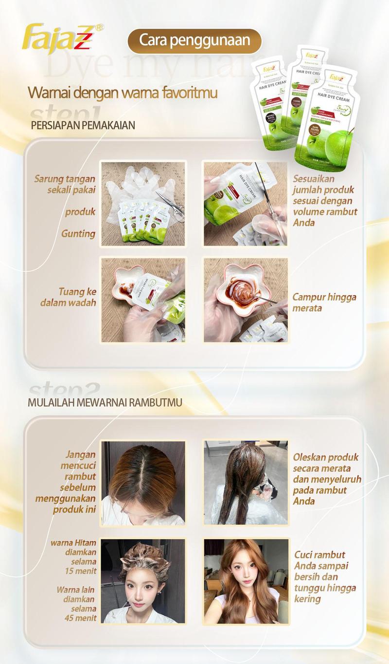 Product Introduction of 【FAJAZZ+Masker rambut gratis】150ML/5PCS  Pengoperasian sederhana, penyimpanan mudah, pewarna rambut beraroma, pewarna rambut jenis gelembung. 6