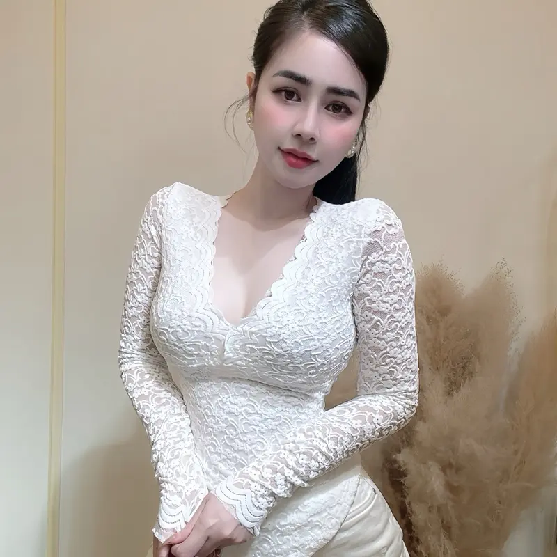 Áo Ren Nữ Tay Dài Đuôi Tôm Vạt Bầu Co Giãn  D4 0