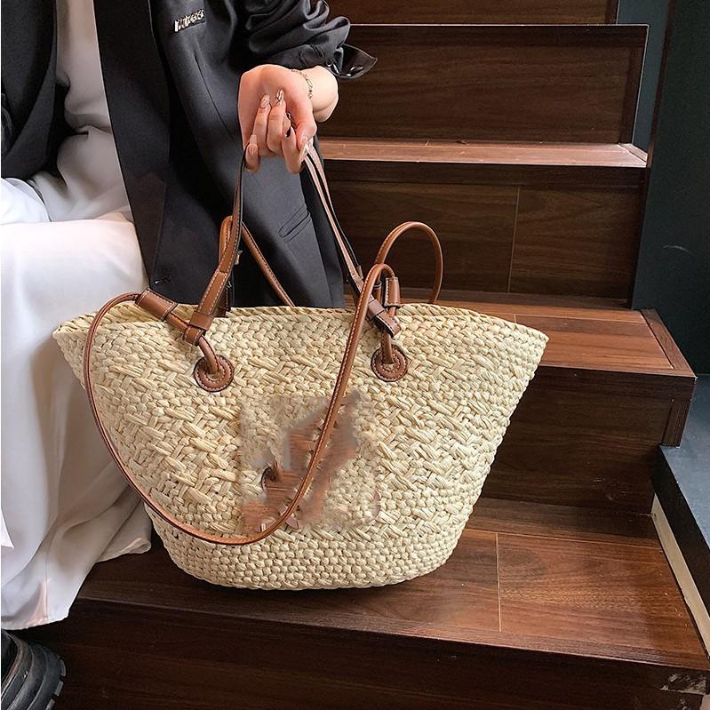 Product Introduction of ify light luxury French Luojia big tote straw woven bag vacation style pastoral style bag high value design simple 4