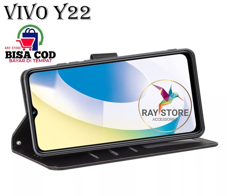 VIVO Y22 FLIP LEATHER CASE PREMIUM-FLIP WALLET CASE KULIT UNTUK VIVO Y22- CASING DOMPET-FLIP COVER LEATHER-SARUNG BUKU HP 3