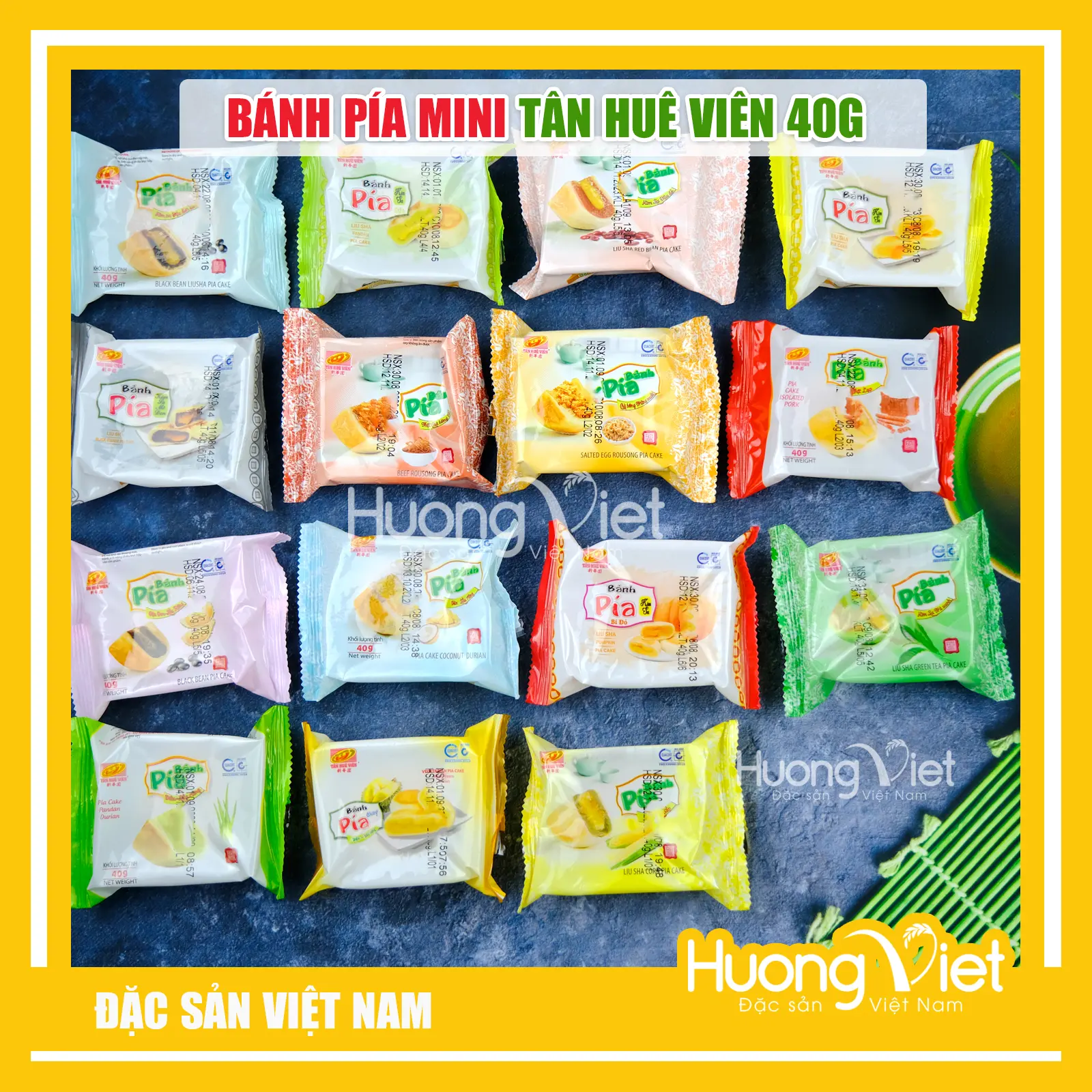 Bánh pía kim sa Tân Huê Viên Sóc Trăng 15 vị mới, bánh pía Sóc Trăng mini 40g đồ ăn vặt Sài Gòn, bánh sữa trứng [BÁN LẺ]
