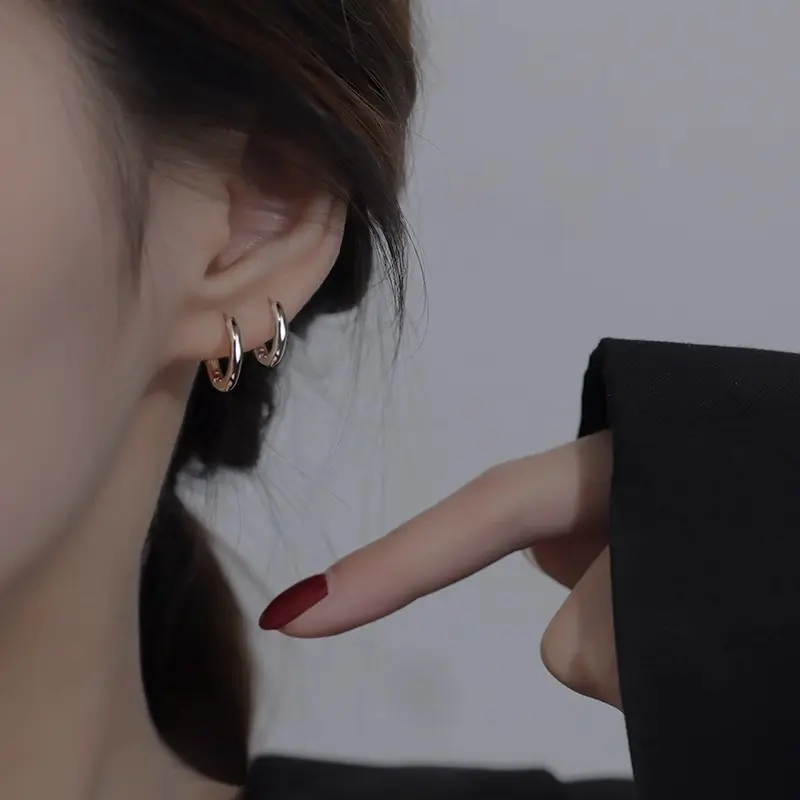 Bông Tai Bạc Sterling 925, Dành Cho Phụ Nữ, Chăm Sóc Xỏ Lỗ Tai, Bông Tai Vòng Đơn Giản, Đinh Tán Xương Tai Mới 2025, Đồ Trang Sức Tai Phổ Biến Cao Cấp