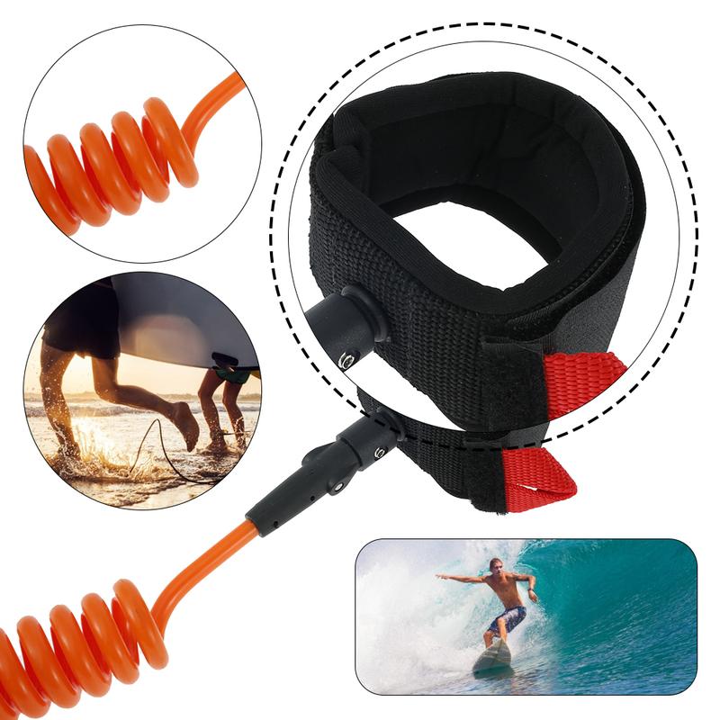 Product Introduction of 5 FT Surfboard Leash Stand Up Paddle Board Leg Rope Wrist Strap Coiled Rope Surfboards Replacement TPU Safe Water Sports Accessories for Paddleboard Shortboard Longboard (Black Orange) je22R 23