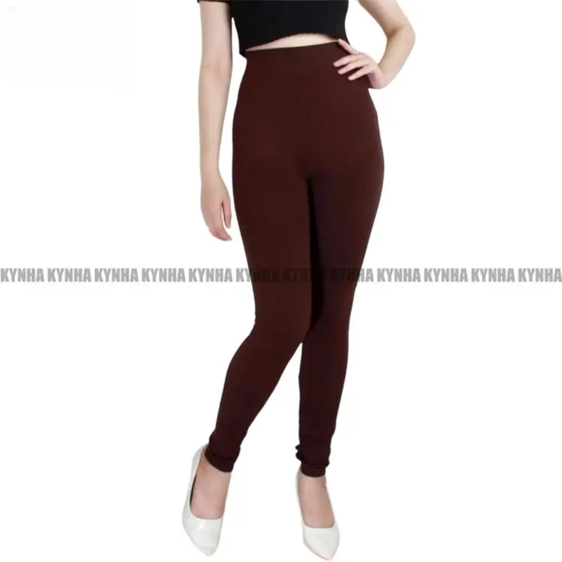 KYNHA Legging HW Wanita Polos Lembut Tebal Nyaman Celana High Waist Panjang Hitam Premium Dewasa  Katun Cewek Pendek 3